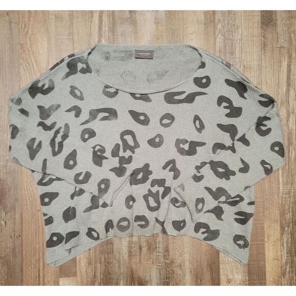 WOODEN SHIPS Size S/M Oversize 12% Wool Sweater Cheetah Print Gray Paola Buendia - Picture 1 of 6